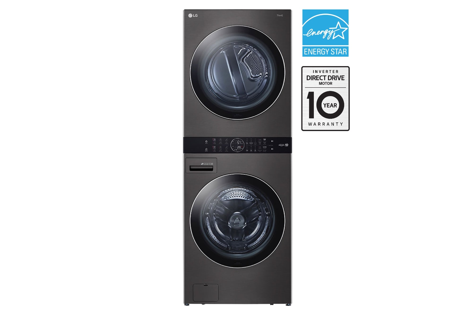 LG WKEX200HBA WashTower Black Steel - Front